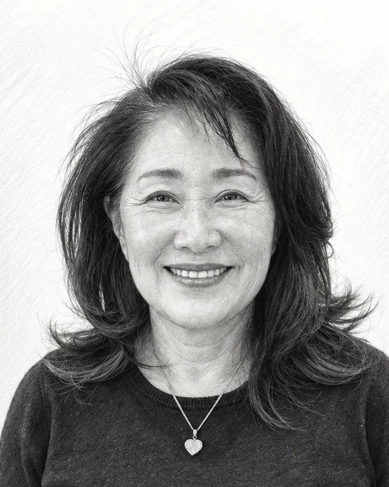 Pencil sketch portrait of Helen, care coordinator at La Petite Dent