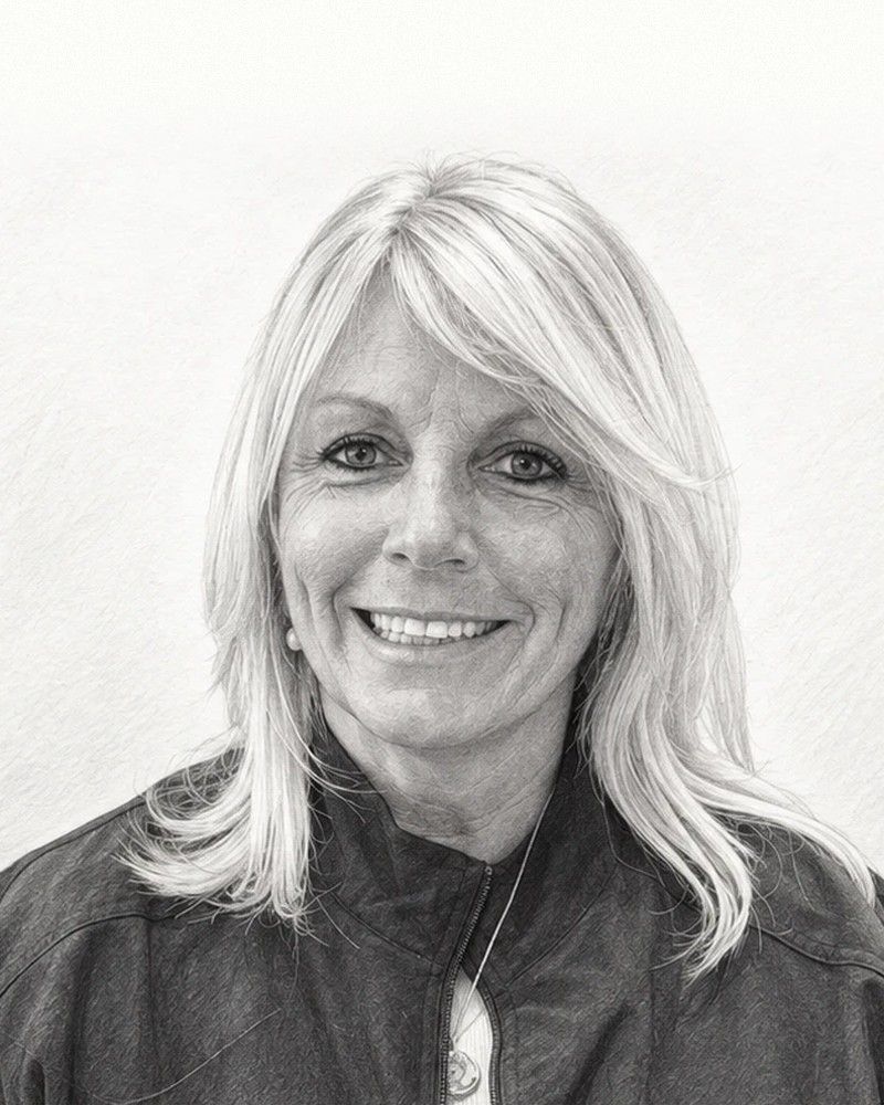 Pencil sketch portrait of Susan, welcome coordinator at La Petite Dent