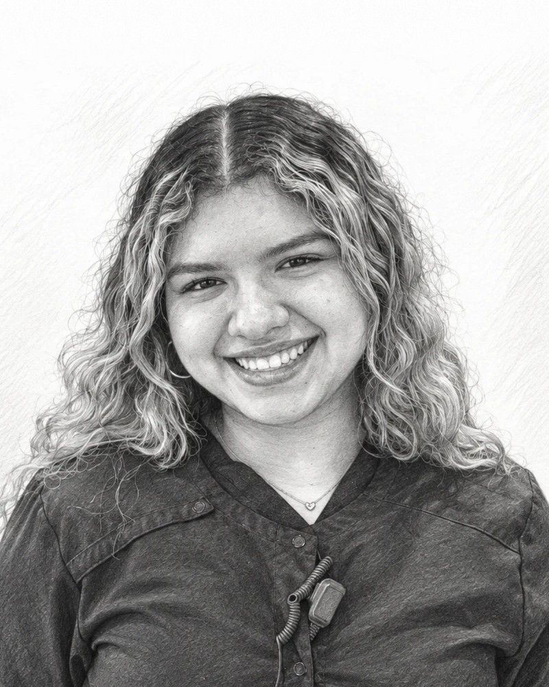 Pencil sketch portrait of Yesly, pediatric dental assistant at La Petite Dent